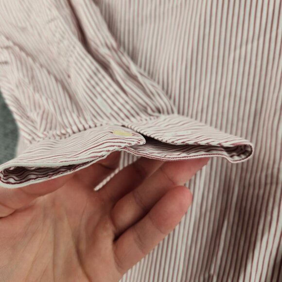 Gitman Bros 16.5 34 Point Collar Red Striped Long Sleeve Button Up Shirt Cotton - Picture 4 of 16